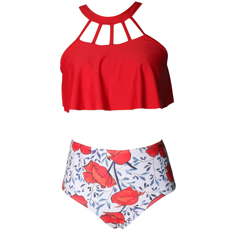 High Waisted Red Bikini Set