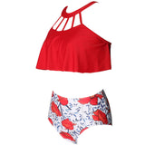 High Waisted Red Bikini Set