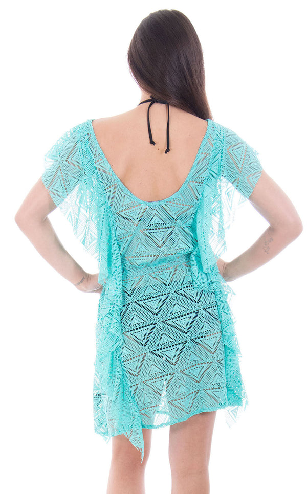 Crochet Hollow Blue Cover Up