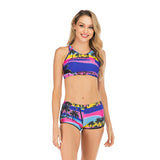 Printed Palm Tree Purple Bikini Set