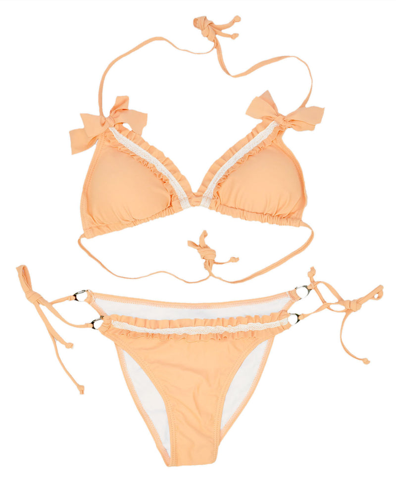 Orange Ruffled Bikini Set